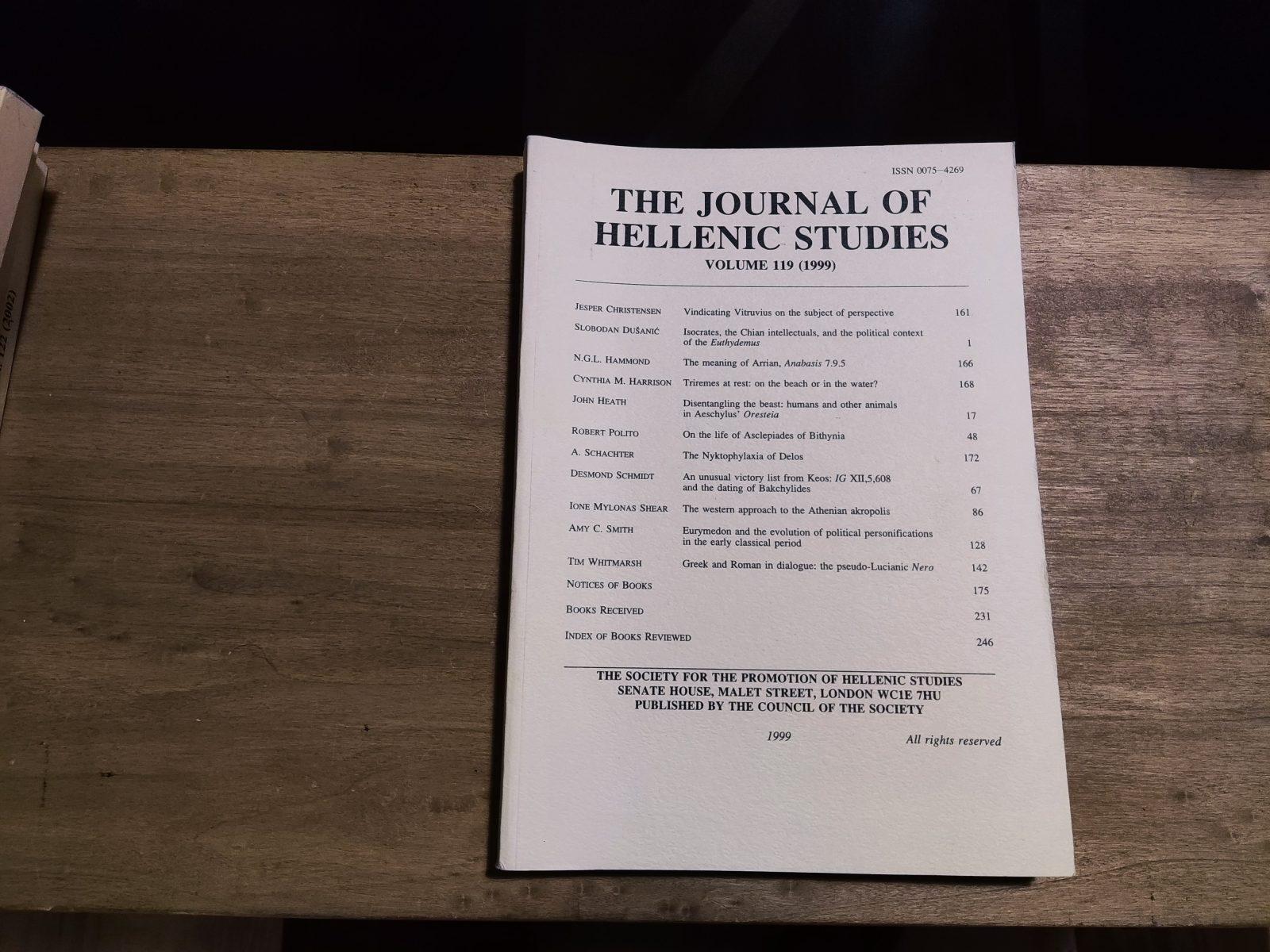 AA.VV. - The Journal of Hellenic Studies Volume 119 - Society for the Promotion of Hellenic Studies